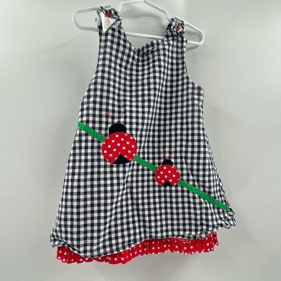 Reversible Gingham Lady Bug / Apples with Ruffle, 4T - Picture 6 of 8